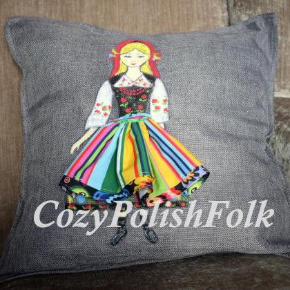 Polish-lowicz Region Folk Art Inspired Cushion..
